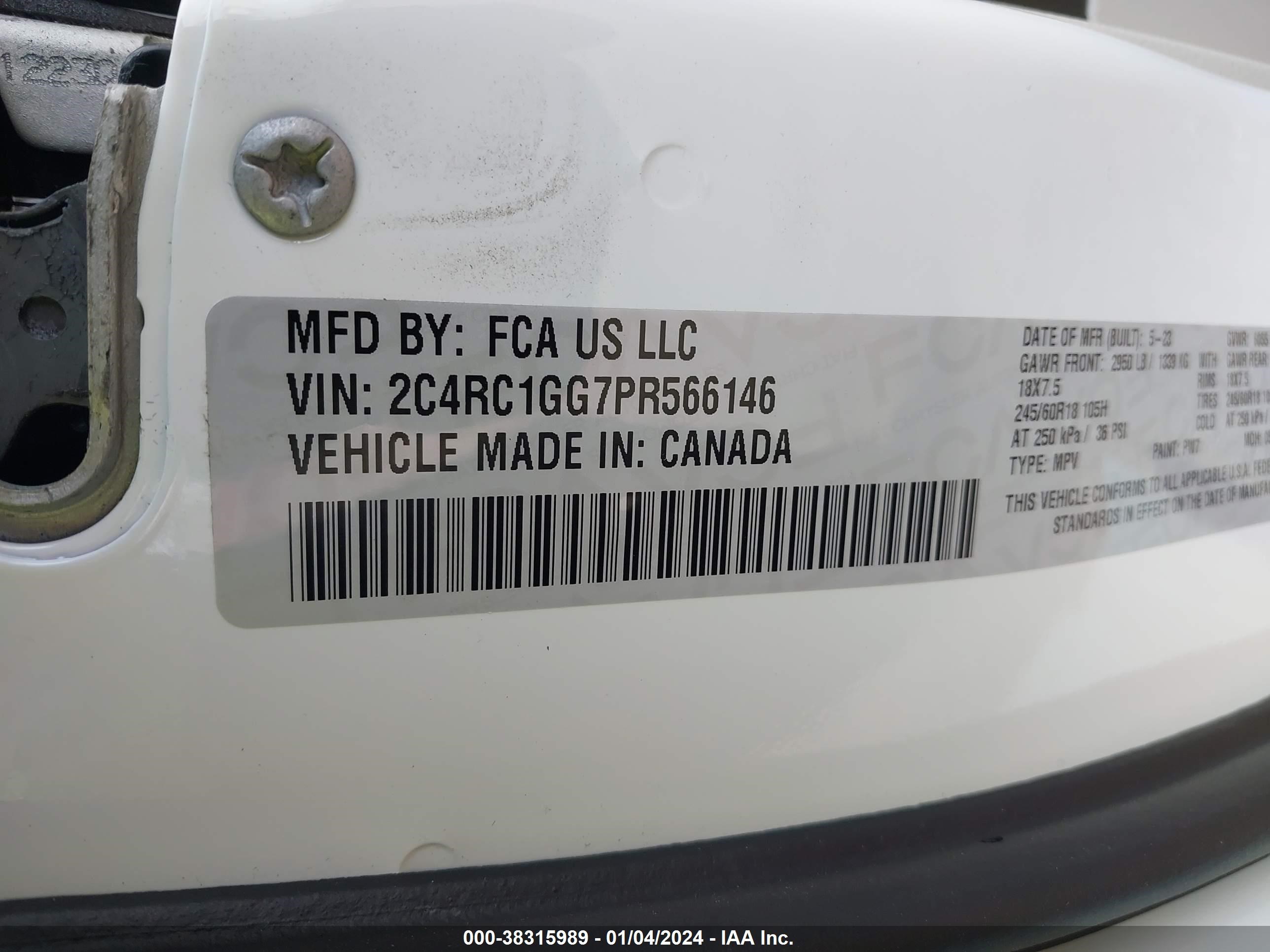 Photo 8 VIN: 2C4RC1GG7PR566146 - CHRYSLER PACIFICA 