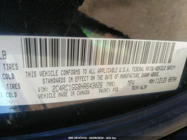 Photo 8 VIN: 2C4RC1GG8HR643026 - CHRYSLER PACIFICA 