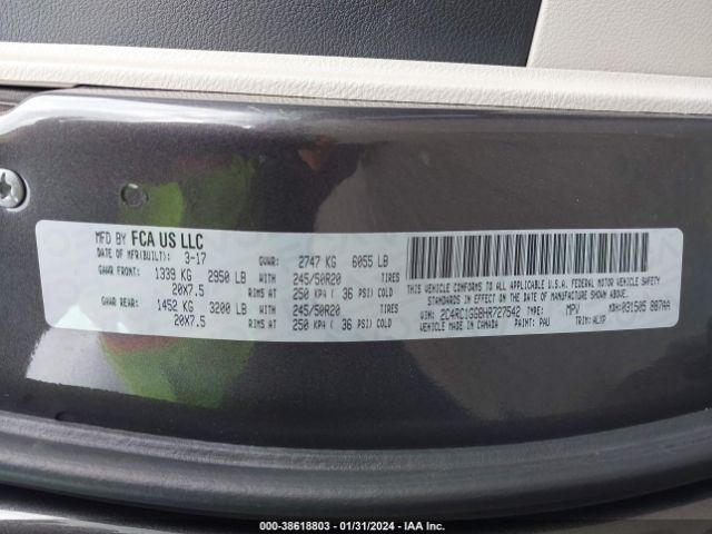 Photo 8 VIN: 2C4RC1GG8HR727542 - CHRYSLER PACIFICA 