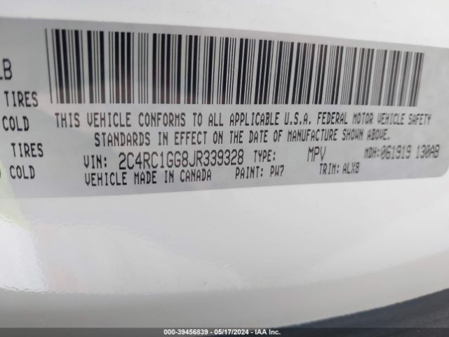 Photo 8 VIN: 2C4RC1GG8JR339328 - CHRYSLER PACIFICA 