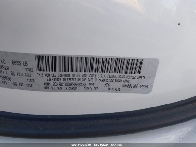 Photo 8 VIN: 2C4RC1GG8KR506188 - CHRYSLER PACIFICA 