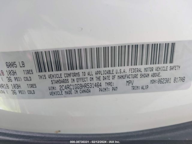 Photo 8 VIN: 2C4RC1GG9HR531464 - CHRYSLER PACIFICA 