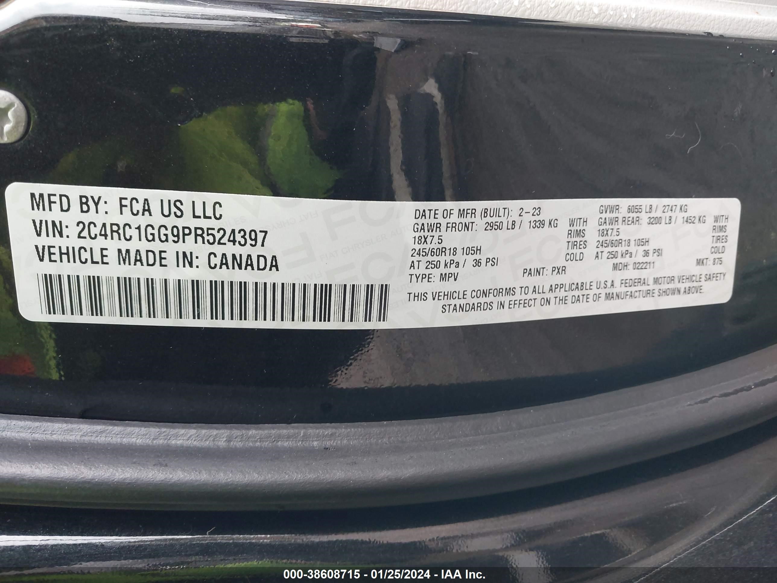 Photo 8 VIN: 2C4RC1GG9PR524397 - CHRYSLER PACIFICA 