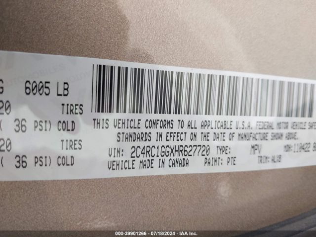 Photo 8 VIN: 2C4RC1GGXHR627720 - CHRYSLER PACIFICA 