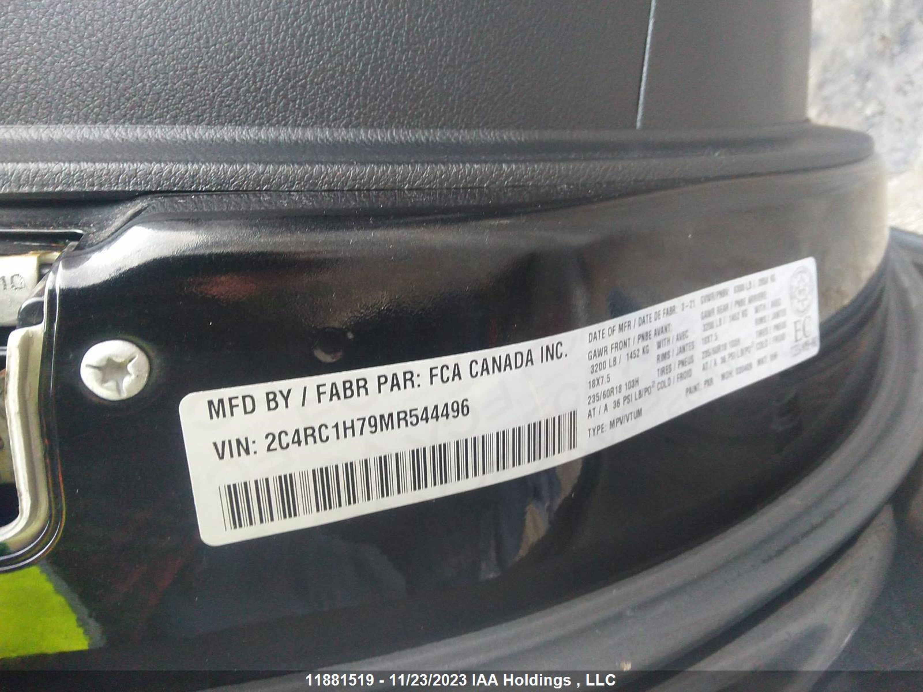 Photo 8 VIN: 2C4RC1H79MR544496 - CHRYSLER PACIFICA 