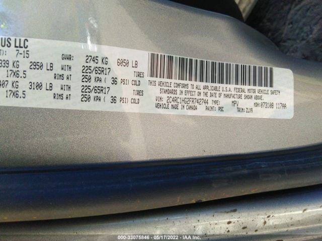 Photo 8 VIN: 2C4RC1HG2FR742744 - CHRYSLER TOWN & COUNTRY 