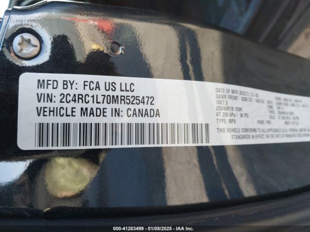 Photo 8 VIN: 2C4RC1L70MR525472 - CHRYSLER PACIFICA 
