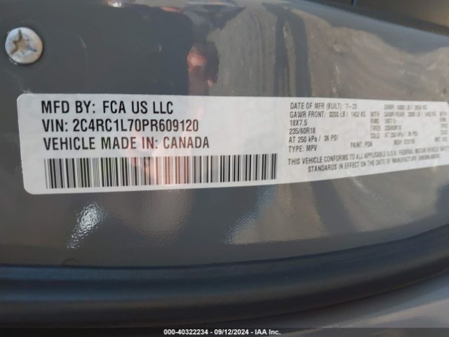 Photo 8 VIN: 2C4RC1L70PR609120 - CHRYSLER PACIFICA 