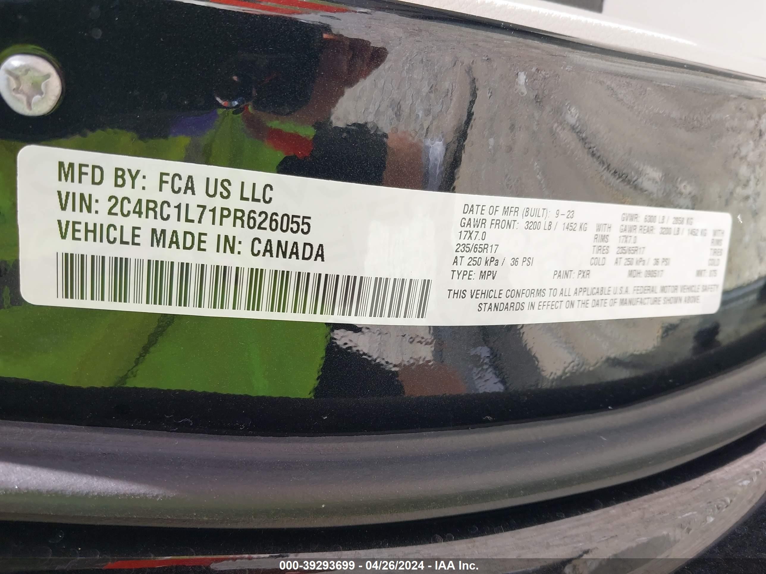 Photo 8 VIN: 2C4RC1L71PR626055 - CHRYSLER PACIFICA 