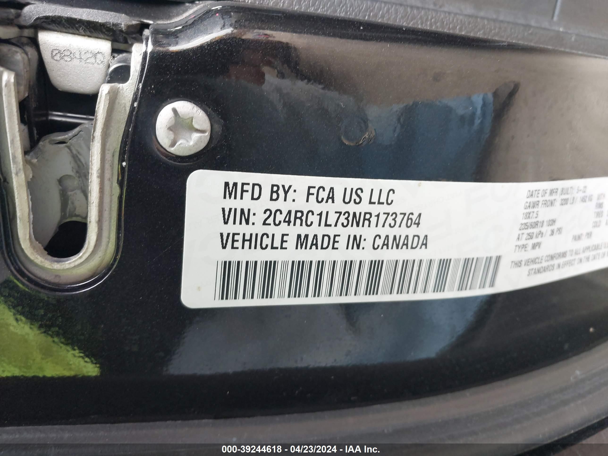 Photo 8 VIN: 2C4RC1L73NR173764 - CHRYSLER PACIFICA 