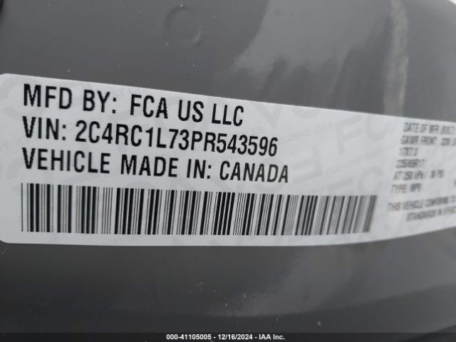 Photo 8 VIN: 2C4RC1L73PR543596 - CHRYSLER PACIFICA 