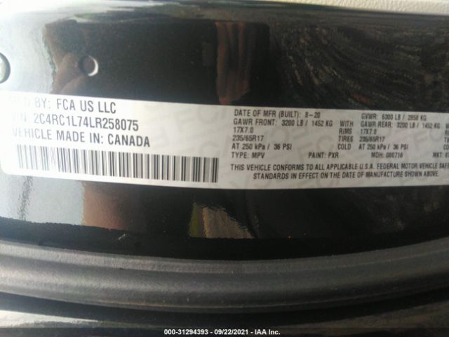 Photo 8 VIN: 2C4RC1L74LR258075 - CHRYSLER PACIFICA 