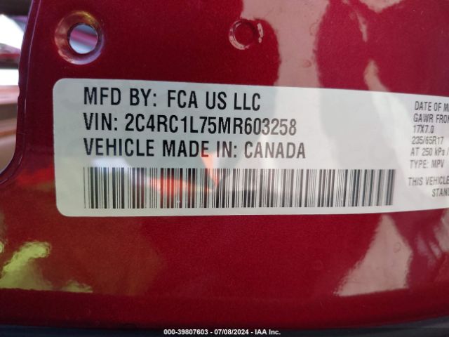 Photo 8 VIN: 2C4RC1L75MR603258 - CHRYSLER PACIFICA 