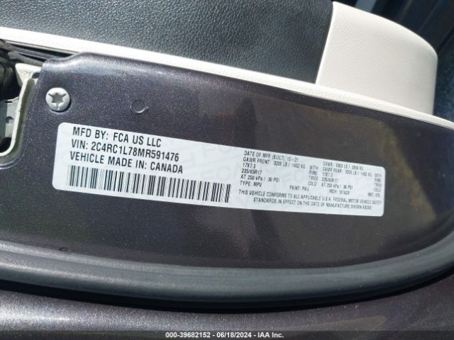 Photo 8 VIN: 2C4RC1L78MR591476 - CHRYSLER PACIFICA 