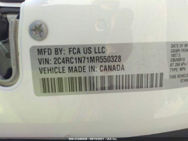 Photo 8 VIN: 2C4RC1N71MR550328 - CHRYSLER PACIFICA 