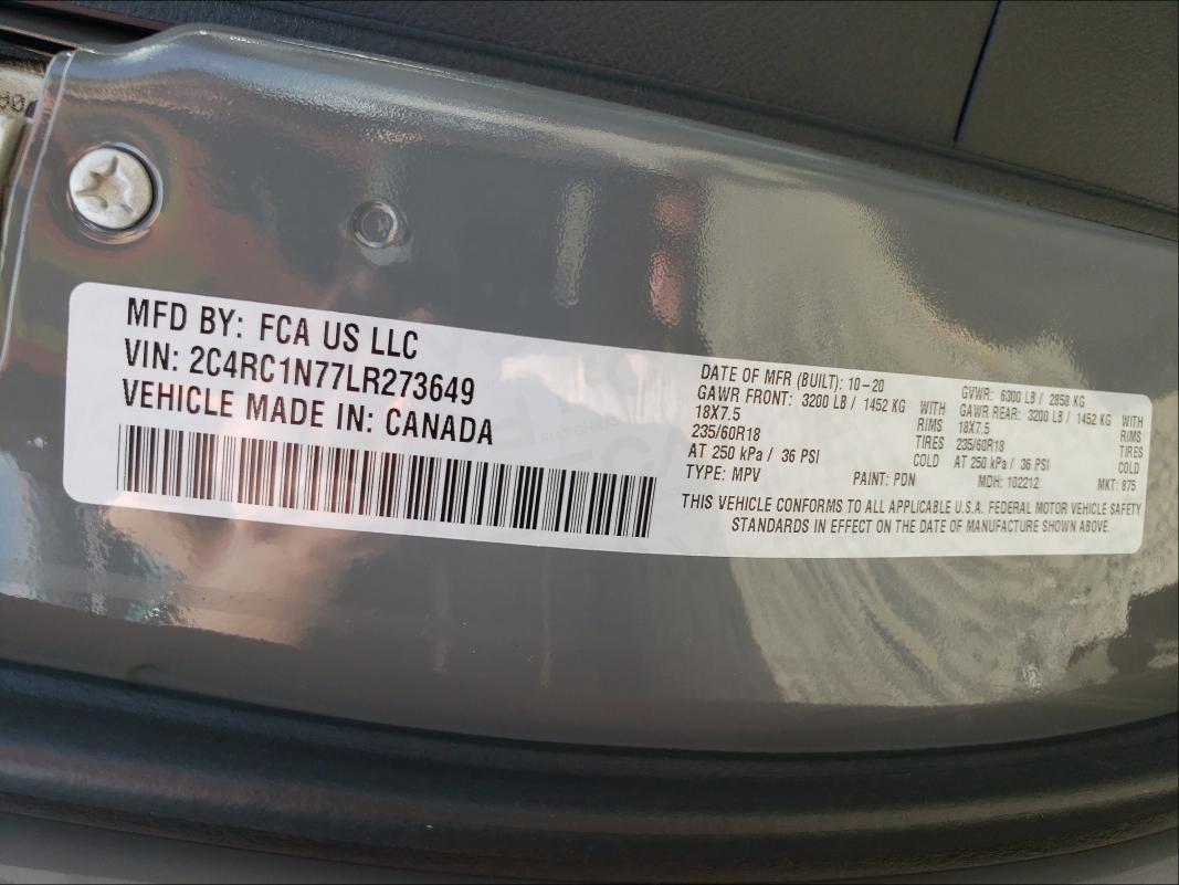 Photo 9 VIN: 2C4RC1N77LR273649 - CHRYSLER PACIFICA H 