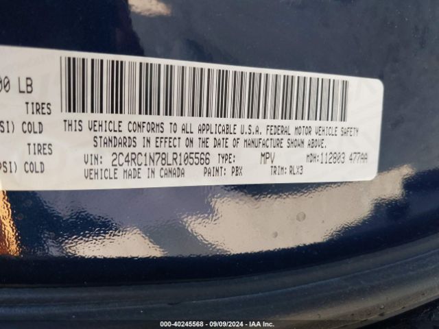 Photo 8 VIN: 2C4RC1N78LR105566 - CHRYSLER PACIFICA 