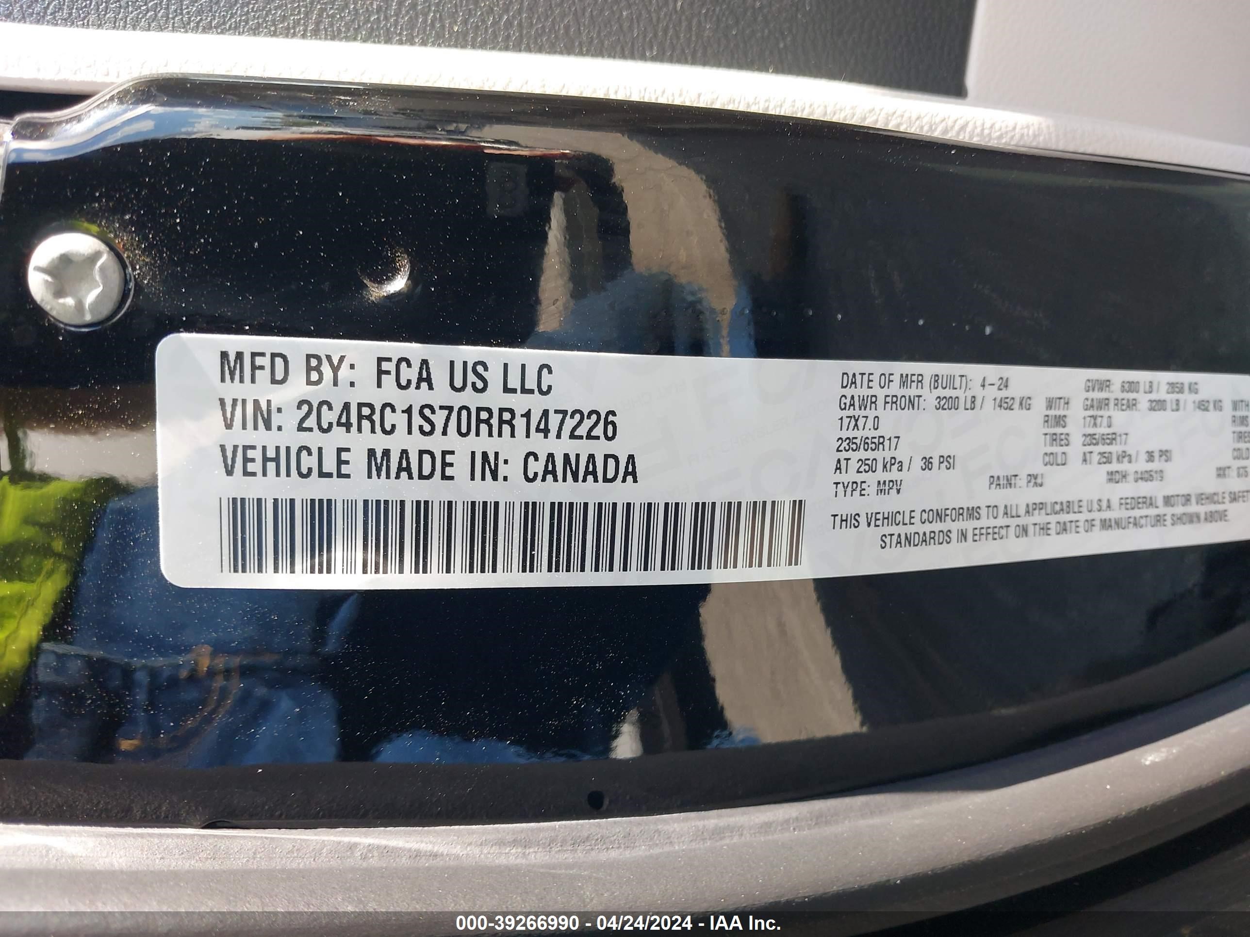 Photo 4 VIN: 2C4RC1S70RR147226 - CHRYSLER PACIFICA 