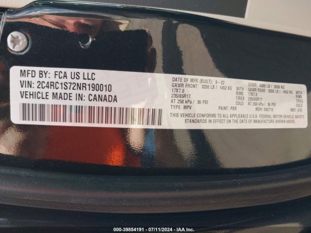 Photo 8 VIN: 2C4RC1S72NR190010 - CHRYSLER PACIFICA HYBRID 