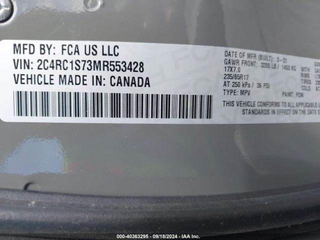 Photo 8 VIN: 2C4RC1S73MR553428 - CHRYSLER PACIFICA 