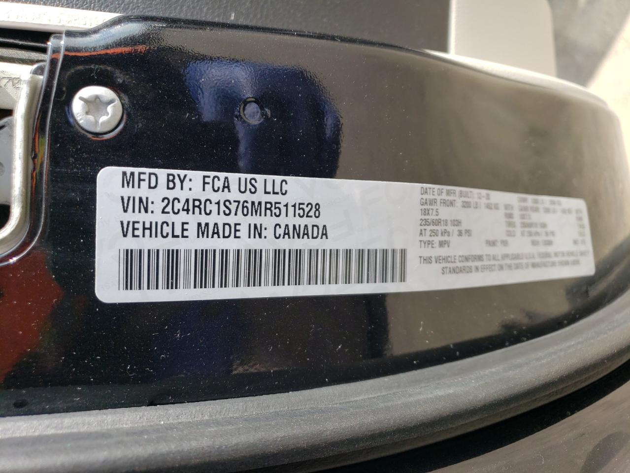 Photo 12 VIN: 2C4RC1S76MR511528 - CHRYSLER PACIFICA 