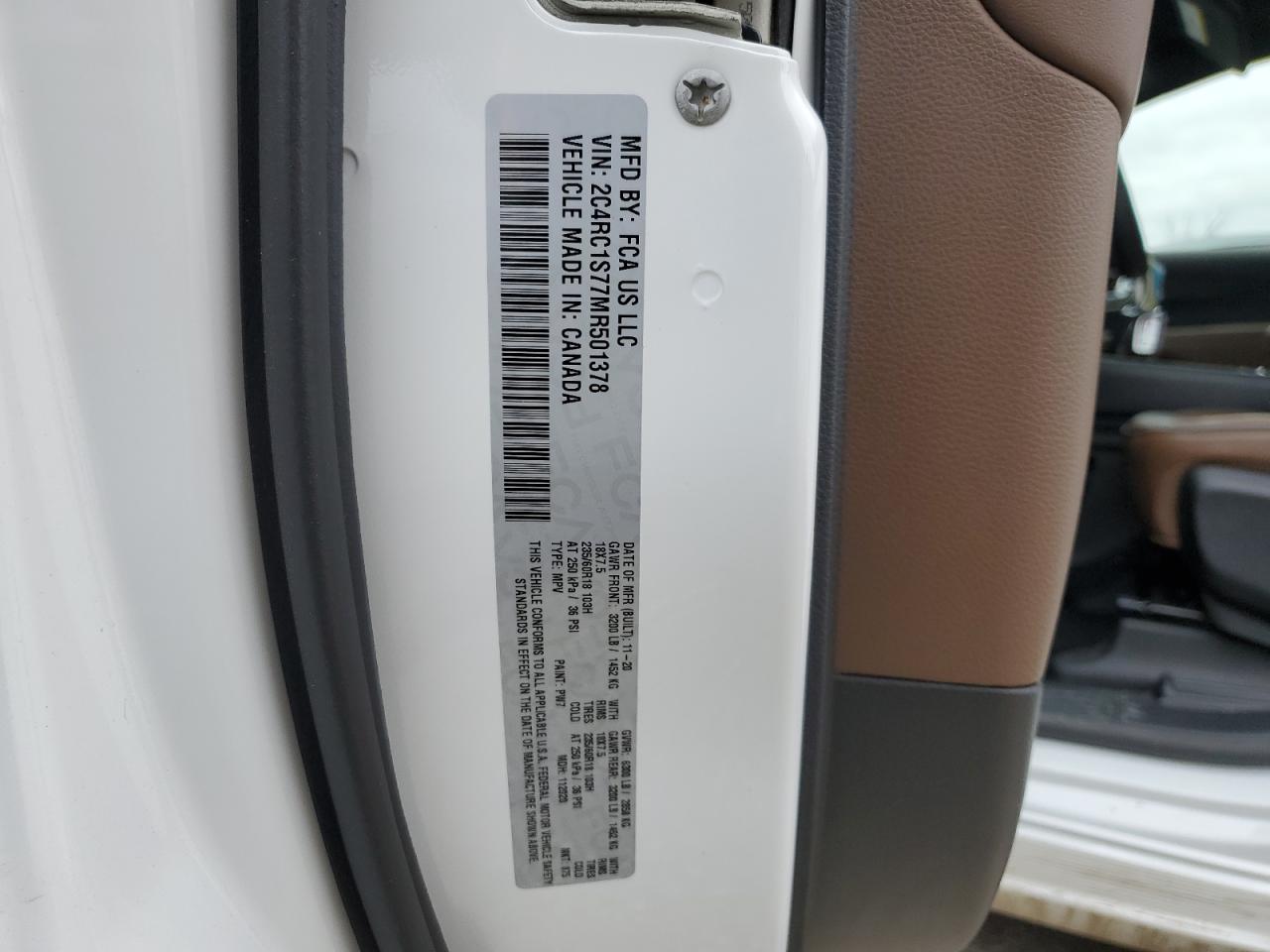 Photo 12 VIN: 2C4RC1S77MR501378 - CHRYSLER PACIFICA 