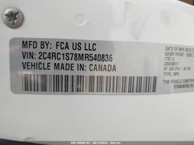 Photo 8 VIN: 2C4RC1S78MR540836 - CHRYSLER PACIFICA 