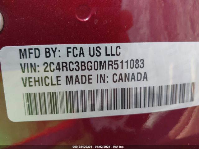 Photo 8 VIN: 2C4RC3BG0MR511083 - CHRYSLER PACIFICA 