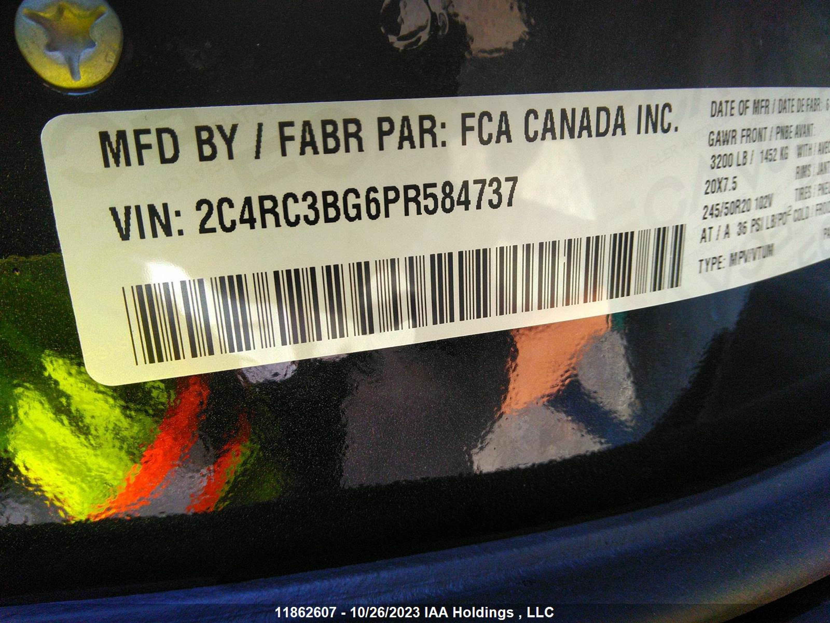 Photo 8 VIN: 2C4RC3BG6PR584737 - CHRYSLER PACIFICA 