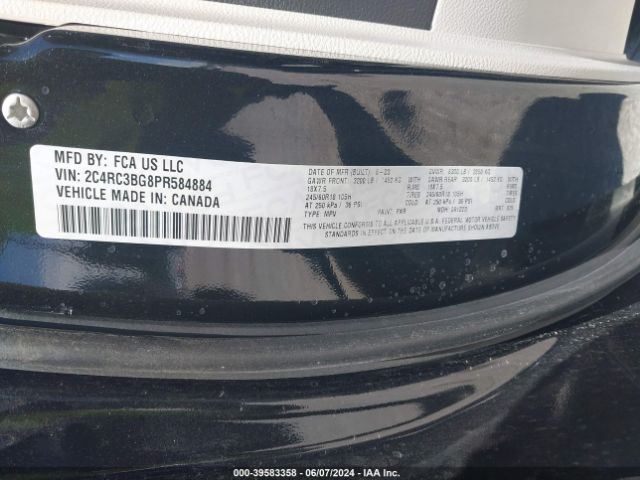 Photo 8 VIN: 2C4RC3BG8PR584884 - CHRYSLER PACIFICA 