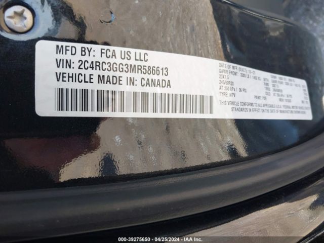 Photo 8 VIN: 2C4RC3GG3MR586613 - CHRYSLER PACIFICA 