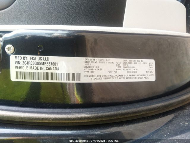 Photo 8 VIN: 2C4RC3GG5MR557601 - CHRYSLER PACIFICA 