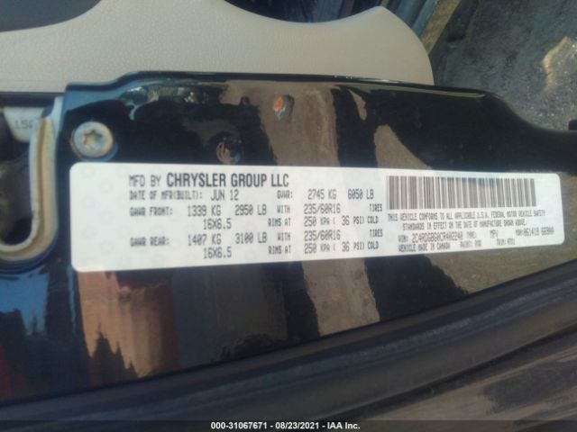 Photo 8 VIN: 2C4RDGBG0CR402240 - DODGE GRAND CARAVAN 