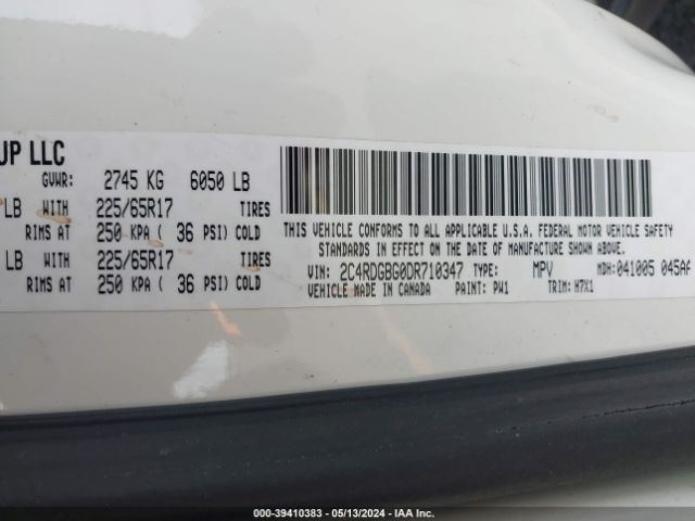 Photo 8 VIN: 2C4RDGBG0DR710347 - DODGE GRAND CARAVAN 