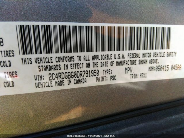 Photo 8 VIN: 2C4RDGBG0DR791950 - DODGE GRAND CARAVAN 