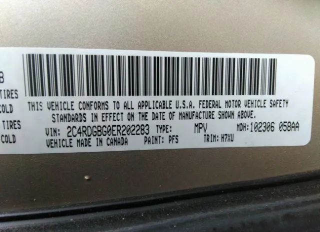 Photo 8 VIN: 2C4RDGBG0ER202283 - DODGE GRAND CARAVAN 