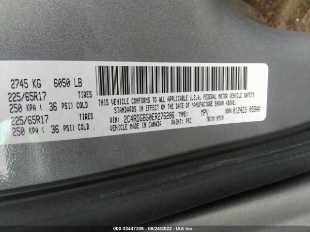 Photo 8 VIN: 2C4RDGBG0ER276206 - DODGE GRAND CARAVAN 