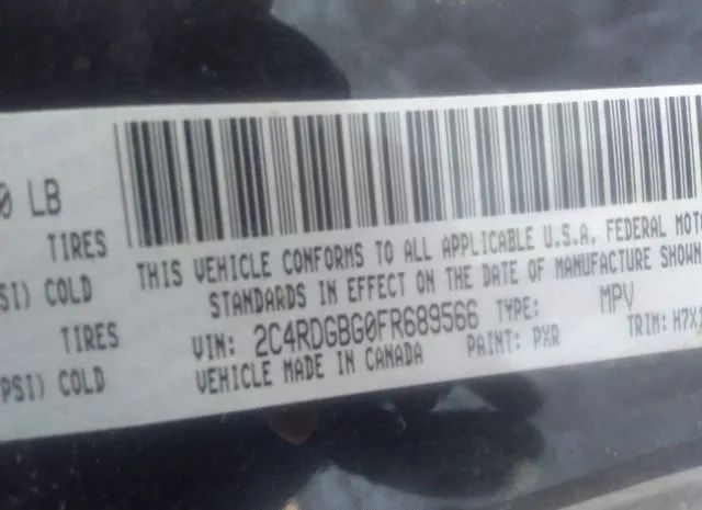 Photo 8 VIN: 2C4RDGBG0FR689566 - DODGE GRAND CARAVAN 