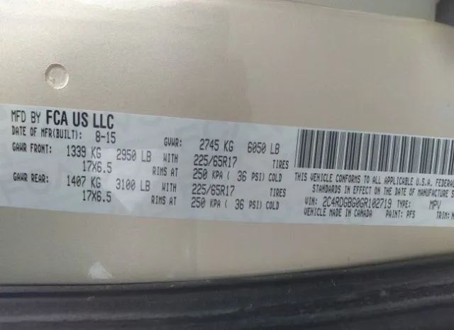 Photo 8 VIN: 2C4RDGBG0GR102719 - DODGE GRAND CARAVAN 