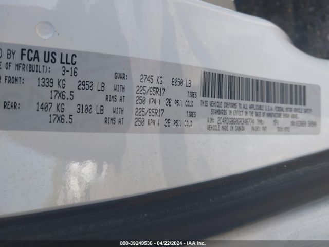 Photo 8 VIN: 2C4RDGBG0GR346774 - DODGE GRAND CARAVAN 