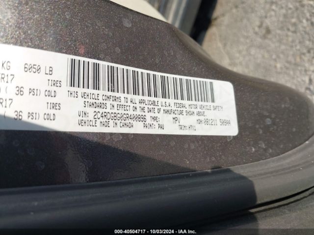 Photo 8 VIN: 2C4RDGBG0GR400896 - DODGE GRAND CARAVAN 