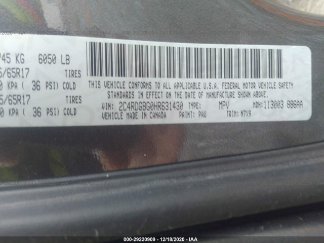 Photo 8 VIN: 2C4RDGBG0HR631430 - DODGE GRAND CARAVAN 