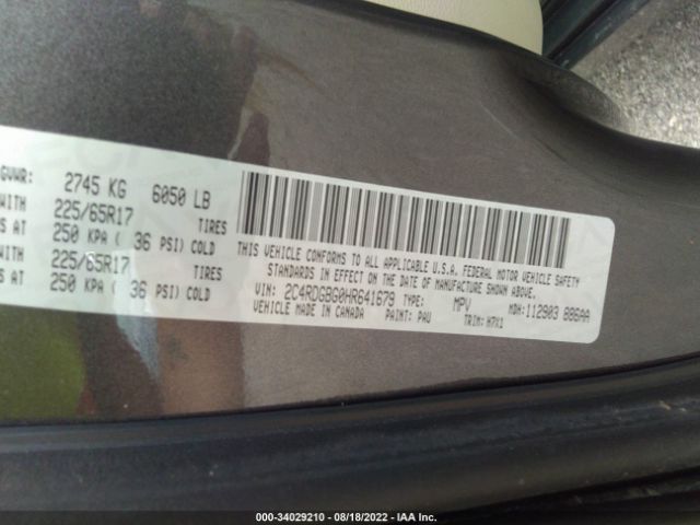 Photo 8 VIN: 2C4RDGBG0HR641679 - DODGE GRAND CARAVAN 