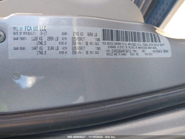 Photo 8 VIN: 2C4RDGBG0HR736713 - DODGE GRAND CARAVAN 