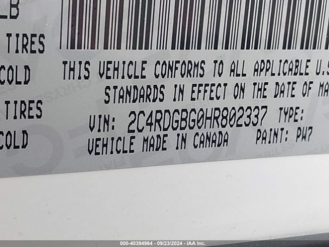 Photo 8 VIN: 2C4RDGBG0HR802337 - DODGE GRAND CARAVAN 