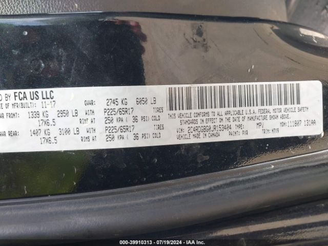 Photo 8 VIN: 2C4RDGBG0JR153404 - DODGE GRAND CARAVAN 