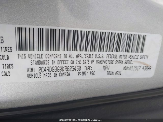 Photo 8 VIN: 2C4RDGBG0KR623450 - DODGE GRAND CARAVAN 