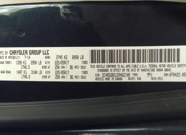 Photo 8 VIN: 2C4RDGBG1ER462109 - DODGE GRAND CARAVAN 