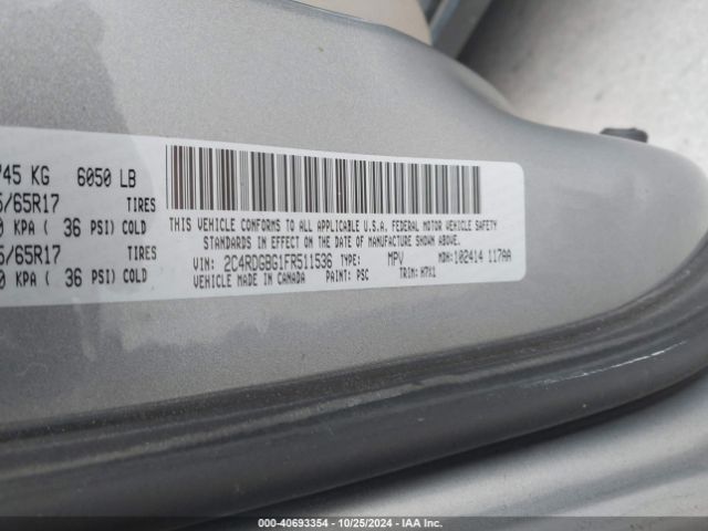 Photo 8 VIN: 2C4RDGBG1FR511536 - DODGE GRAND CARAVAN 