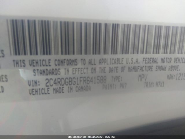 Photo 8 VIN: 2C4RDGBG1FR641588 - DODGE GRAND CARAVAN 